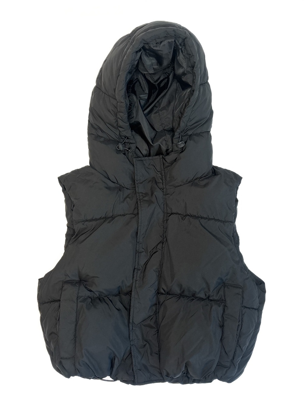 Fabletics Black Quilted Hooded Puffer Vest